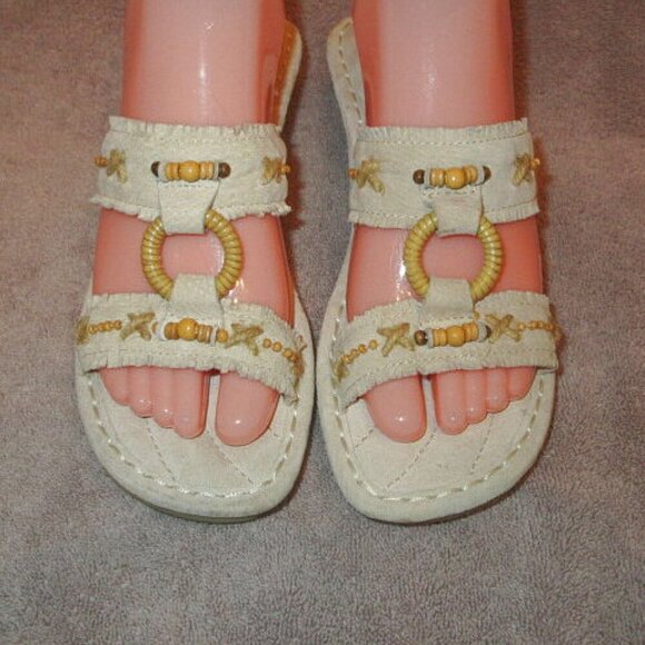Earth Spirit Gelron Leather Sandals Size 7.5 Magnolia Wedge Slip On Comfort Cush - Picture 2 of 10